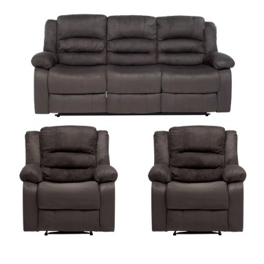 LIVING SOFÁ 3 CUERPOS RECLINABLE MARTELL GRIS + 2 BERGERS FG98060GR - 5