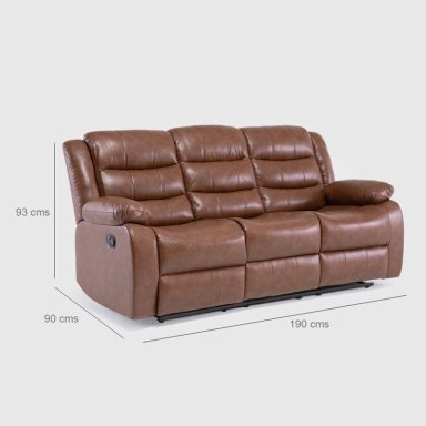 LIVING SOFÁ 3 CUERPOS RECLINABLE ROMA CAFÉ + 2 BERGERS KM060BR - 4