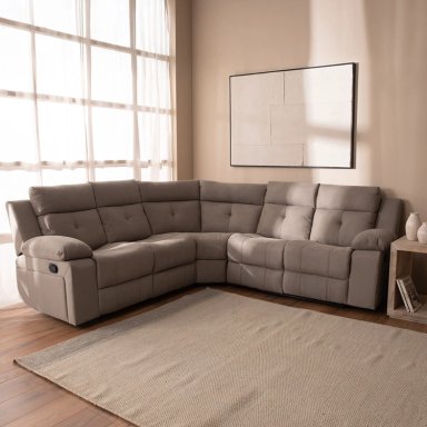 SOFÁ SECCIONAL RECLINABLE LIVING ARIZONA BEIGE SIN CONSOLA 8081KH - 1