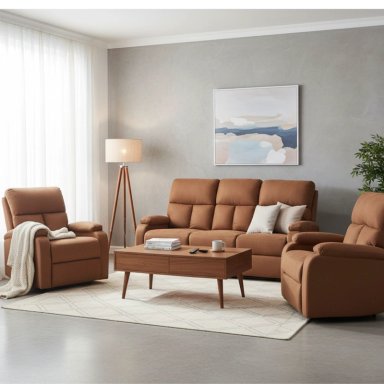 LIVING RECLINABLE 3 CUERPOS MATHEUS CAFÉ 1 SOFÁ 3 CUERPOS + 2 BERGERS SETVS8070BR - 1