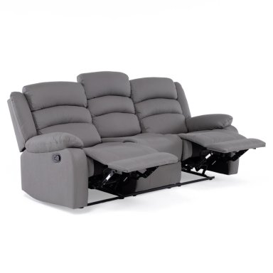 LIVING RECLINABLE SOFÁ 3 CUERPOS + 2 BERGERS NEW PRAGA GRIS SET8041FFGR - 2