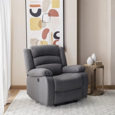 BERGER 1 CUERPO RECLINABLE ELÉCTRICO MODERNO GRIS NEW PRAGA 8041RFFGRPW - 1