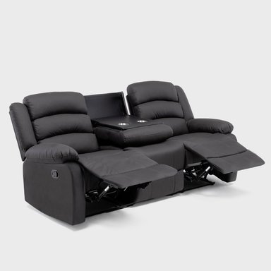 SOFÁ 3 CUERPOS RECLINABLE MODERNO EN COLOR NEGRO NEW PRAGA 8041SFFBK - 4