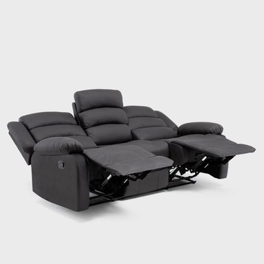 SOFÁ 3 CUERPOS RECLINABLE MODERNO EN COLOR NEGRO NEW PRAGA 8041SFFBK - 6
