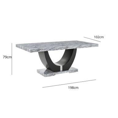 JUEGO DE COMEDOR 6 SILLAS MODERNO MOON MARMOL GRIS D6058 - 2