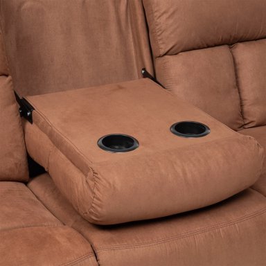 LIVING RECLINABLE SOFA 3 CUERPOS - MATHEUS CAFE   + 2 BERGERS + MESA DE CENTRO MODERNA MARMOL BLANCA - 9