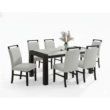 JUEGO DE COMEDOR 6 SILLAS MODERNO BELICE BLANCO GRIS D2506 - 2