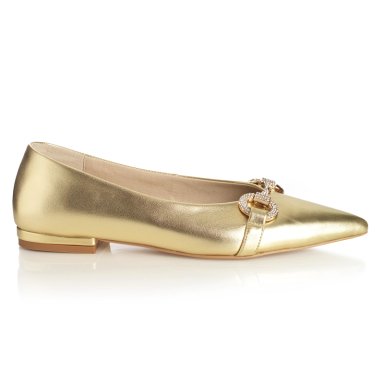 ZAPATO MUJER MALLORCA DORADO TACO PLANO VIA UNO - 1