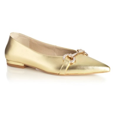 ZAPATO MUJER MALLORCA DORADO TACO PLANO VIA UNO - 4