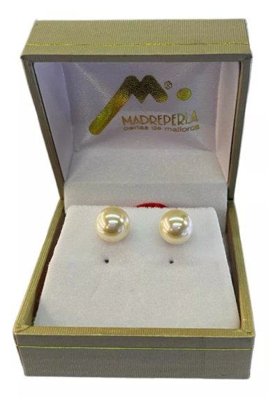 SET COLLAR PERLAS 40 CM MAS AROS MALLORCA ENCHAPADO EN ORO - 3