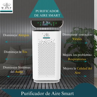 PURIFICADOR DE AIRE SMART WASP - FILTRO HEPA + IONES NEGATIVOS + LUZ UV - 2