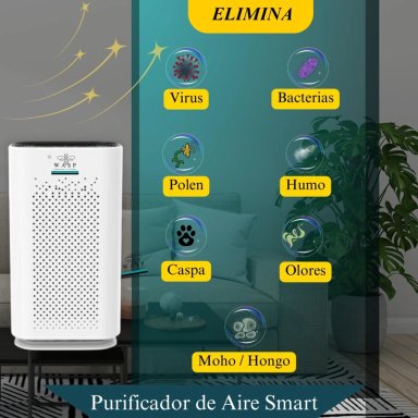 PURIFICADOR DE AIRE SMART WASP - FILTRO HEPA + IONES NEGATIVOS + LUZ UV - 3