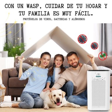 PURIFICADOR DE AIRE SMART WASP - FILTRO HEPA + IONES NEGATIVOS + LUZ UV - 4