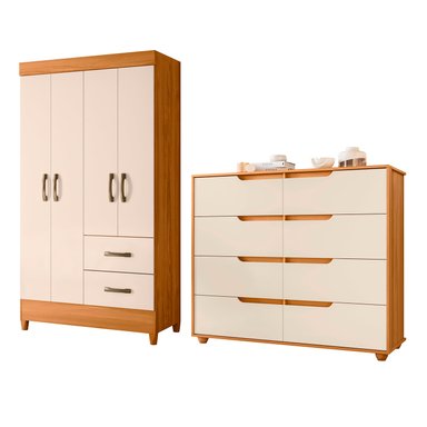 COMBO CLOSET VEKKA HOME MOBI 4 PUERTAS 2 CAJONES + COMODA 8 CAJONES BEIGE - 1