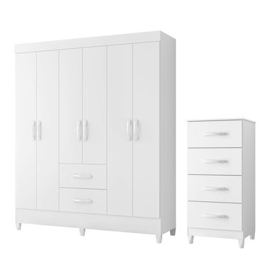 COMBO CLOSET VEKKA HOME MOBI 6 PUERTAS 2 CAJONES + COMODA 4 CAJONES BLANCO - 1