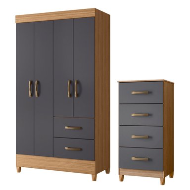 COMBO CLOSET VEKKA HOME MOBI 4 PUERTAS 2 CAJONES + COMODA 4 CAJONES GRAFITO - 1