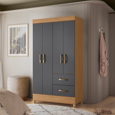 COMBO CLOSET VEKKA HOME MOBI 4 PUERTAS 2 CAJONES + COMODA 4 CAJONES GRAFITO - 2