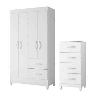 COMBO CLOSET VEKKA HOME MOBI 4 PUERTAS 2 CAJONES + COMODA 4 CAJONES BLANCO - 1