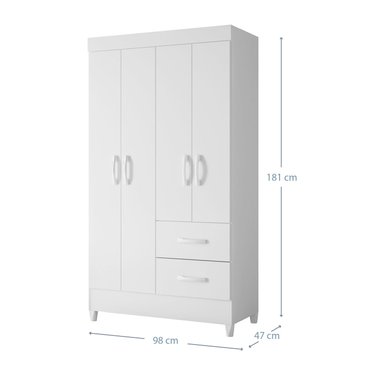 COMBO CLOSET VEKKA HOME MOBI 4 PUERTAS 2 CAJONES + COMODA 8 CAJONES BLANCO - 5