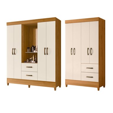 COMBO CLOSET VEKKA HOME MOBI 4 PUERTAS 2 CAJONES + CLOSET ESPEJO 4 PUERTAS 2 CAJONES BEIGE - 1