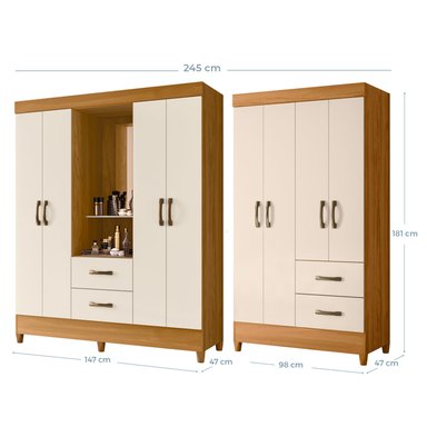COMBO CLOSET VEKKA HOME MOBI 4 PUERTAS 2 CAJONES + CLOSET ESPEJO 4 PUERTAS 2 CAJONES BEIGE - 6