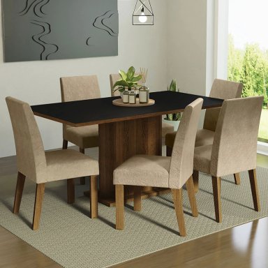 JUEGO DE COMEDOR VEKKA HOME SUECIA FIORE 6 SILLAS - 1