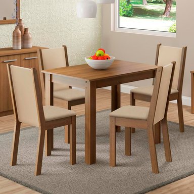 JUEGO DE COMEDOR VEKKA HOME LUNA LEONE 4 SILLAS - 1