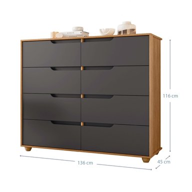 COMODA VEKKA HOME DOBLE EVO 8 CAJONES GRAFITO - 5