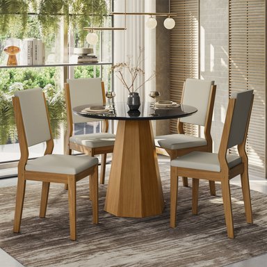 JUEGO DE COMEDOR VEKKA HOME ISIS CAROL 4 SILLAS GRIS - 1