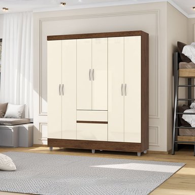 CLOSET 6 PUERTAS 2 CAJONES VEKKA HOME IDEAL CREMA - 1