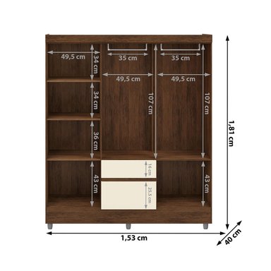 CLOSET 6 PUERTAS 2 CAJONES VEKKA HOME IDEAL CREMA - 8