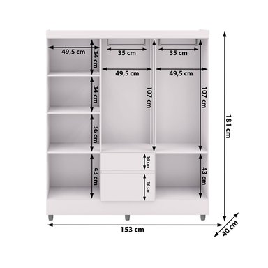 CLOSET 6 PUERTAS 2 CAJONES VEKKA HOME IDEAL BLANCO - 3