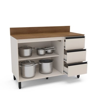 MUEBLE BASE KOYA 2P 3C BEIGE VEKKAHOME - 2