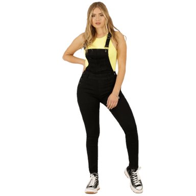 JARDINERA DE JEANS MUJER MEGABAZAR NEGRO J9331 331 YASSNE - 1