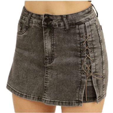 FALDA SHORT MUJER MEGABAZAR NEGRO JEANS 06 YASSNE - 3