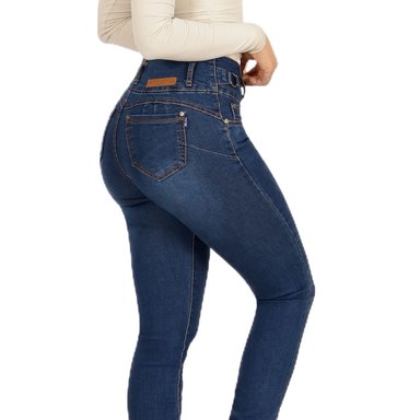 JEANS MUJER MEGABAZAR AZUL PITILLO TIRO ALTO 97 YASSNE - 3