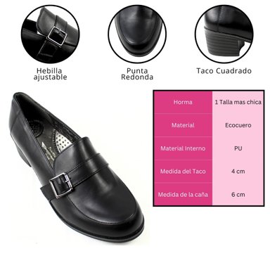 MOCASINES DE MUJER TACO BAJO B56 YASSNE NEGRO - 4
