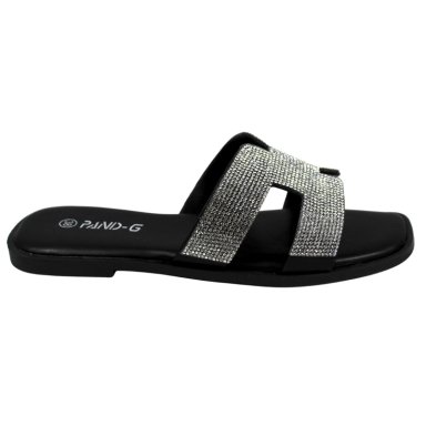 SANDALIAS DE MUJER CON BRILLANTES PG5238 NEGRO - 1