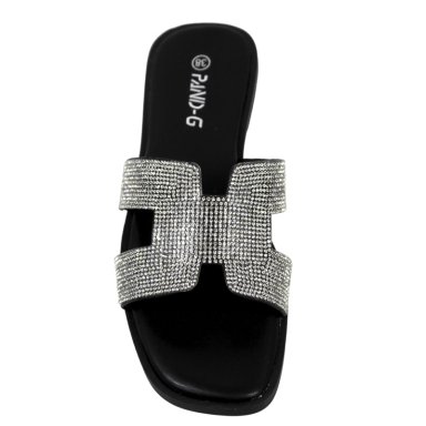 SANDALIAS DE MUJER CON BRILLANTES PG5238 NEGRO - 2