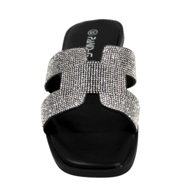 SANDALIAS DE MUJER CON BRILLANTES PG5238 NEGRO - 4