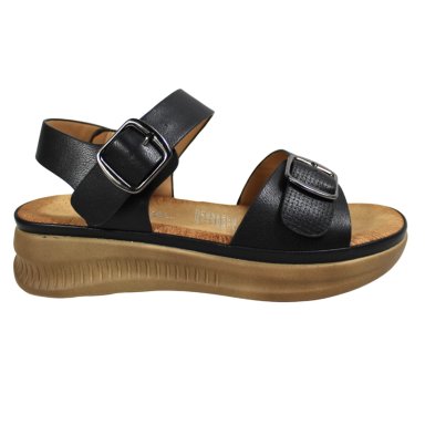 SANDALIA MUJER PLATAFORMA HEBILLA 0419-1 NEGRO - 1