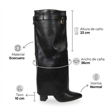 BOTA CAÑA ALTA ESTILO SHARK NEGRA PG5201 NEGRO - 7