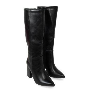BOTA CAÑA ALTA MUJER ECOCUERO NEGRA TACO CUADRADO 2680 NEGRO - 4