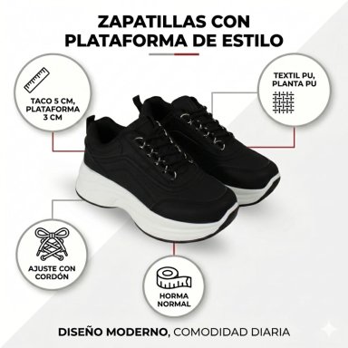 ZAPATILLA PLATAFORMA MUJER PG5342 NEGRO - 6