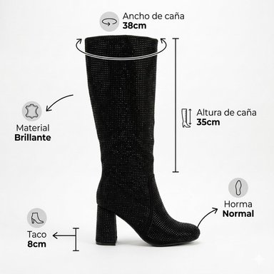 BOTA MUJER BRILLANTE TACO CUADRADO PG5362 - 7