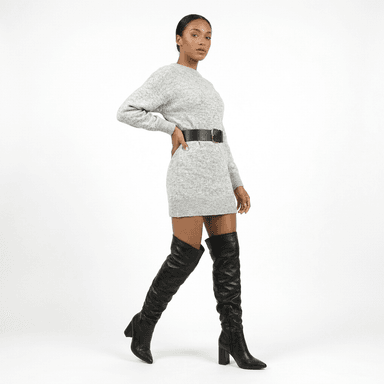 BOTA MUJER ALTA PUNTIAGUDA TACO CUADRADO PG5349 - 4