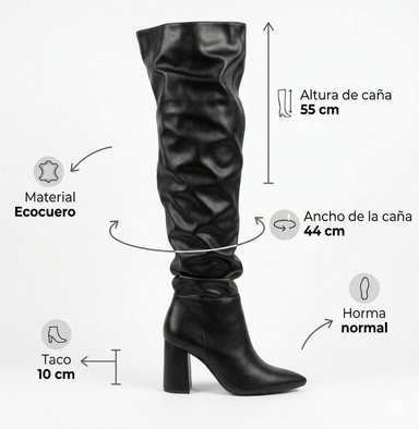 BOTA MUJER ALTA PUNTIAGUDA TACO CUADRADO PG5349 - 6