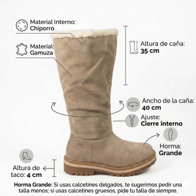 BOTA MUJER LARGA DE GAMUZA CHIPORRO  PG24319 - 2