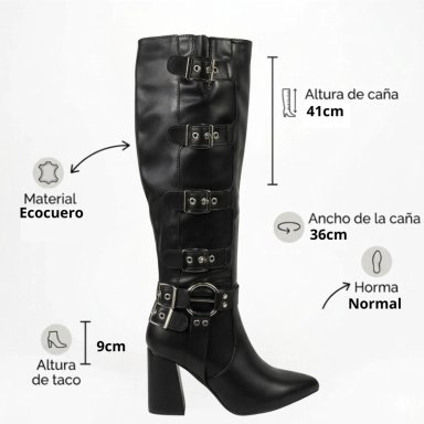 BOTA BIKER TACO CUADRADO CAÑA ALTA 5Y43 - 8