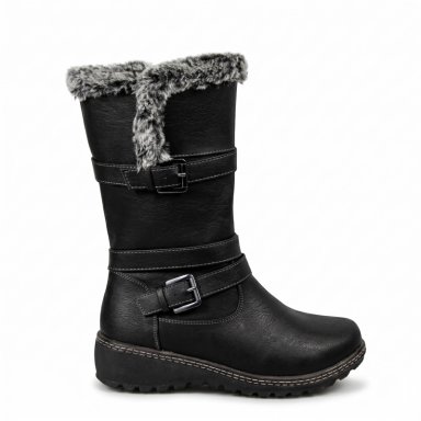 BOTA MUJER INVIERNO ECOCUERO DISEÑO HEBILLA - 1